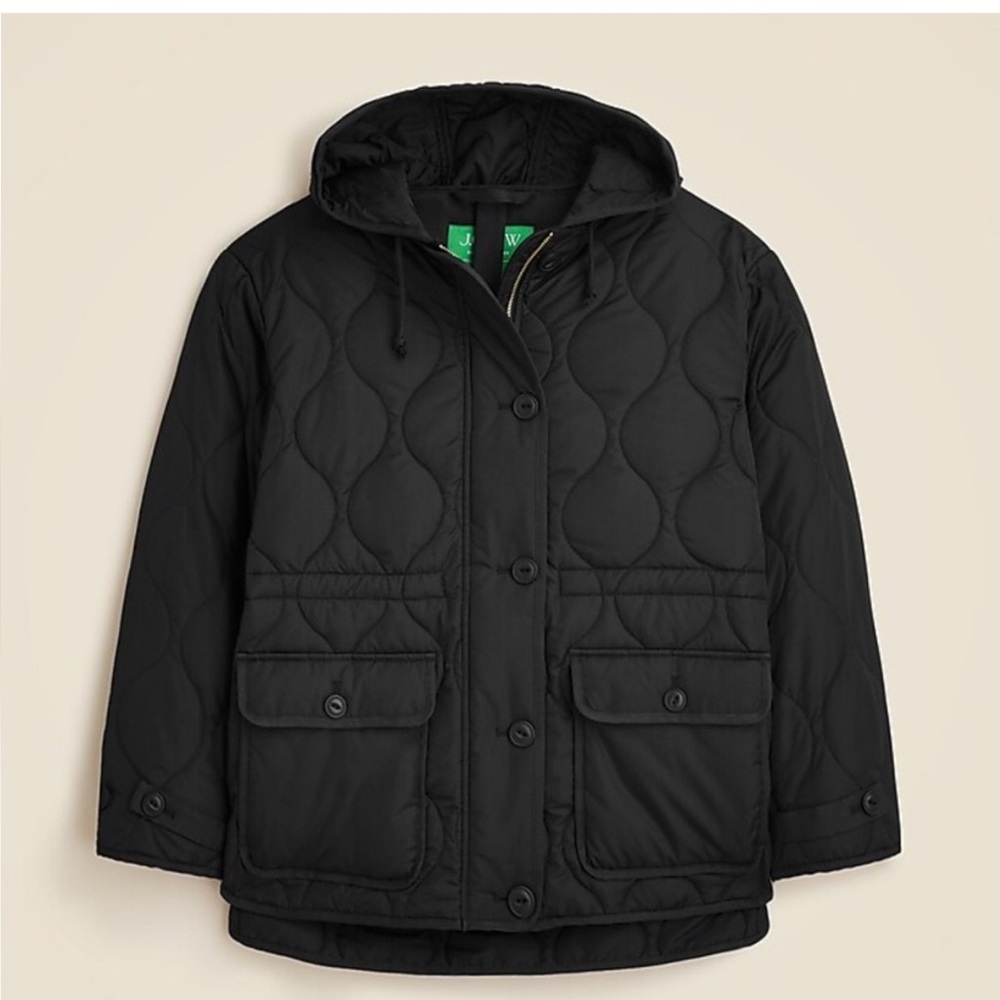 JCrew Oslo puffer coat jacket with PrimaLoft® Black Medium EUC